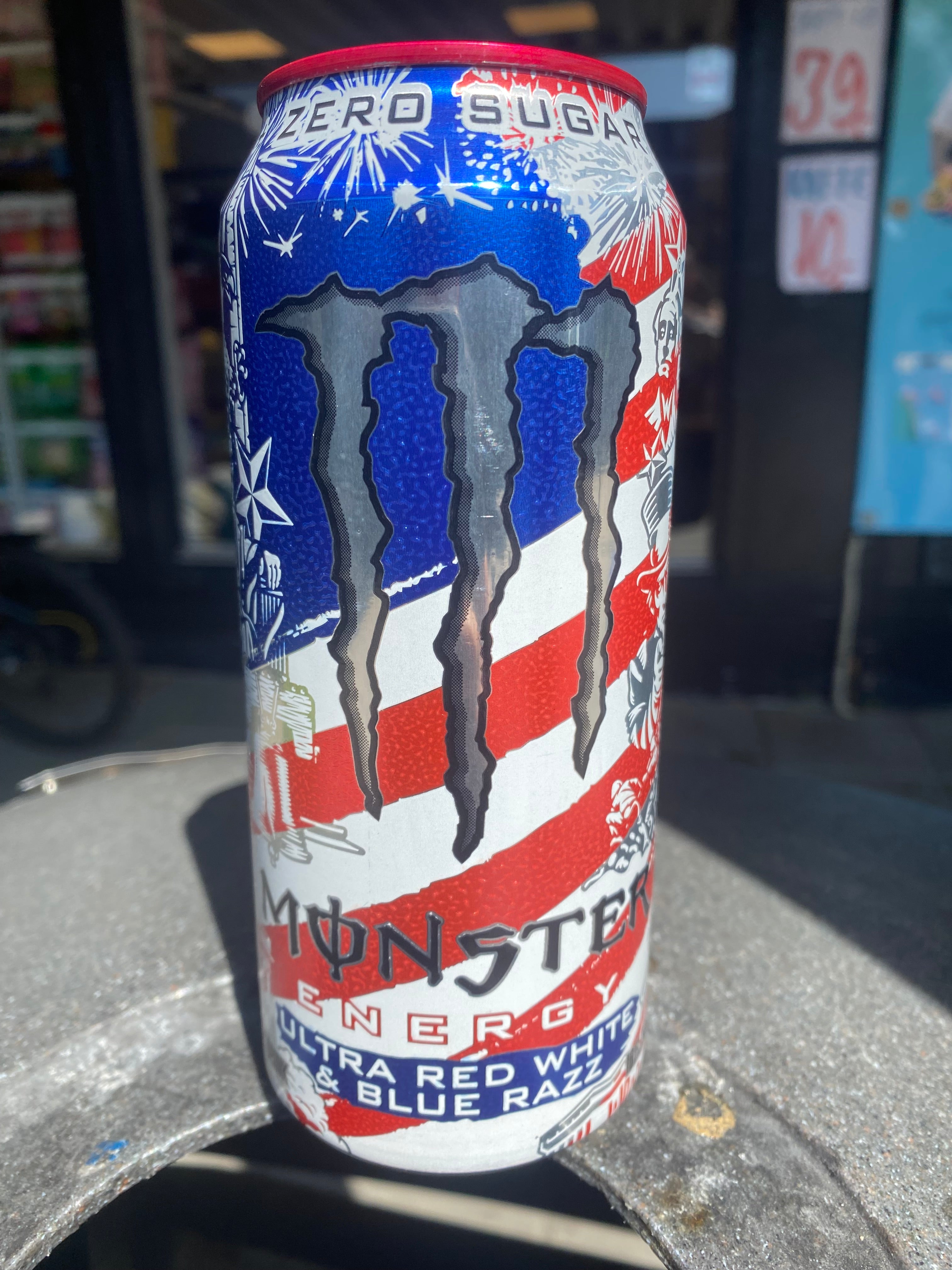 Monster ultra red white blue razz