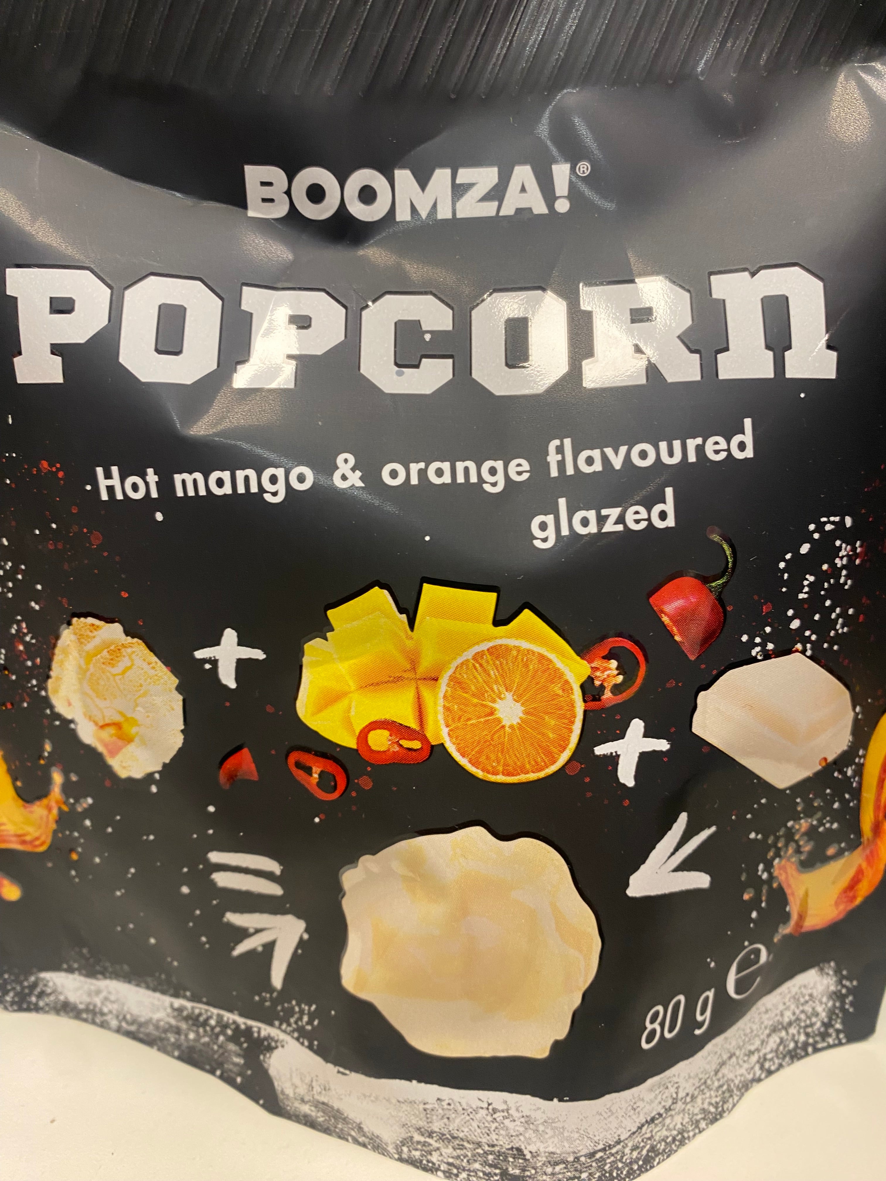 Popcorn med mango og appelsin